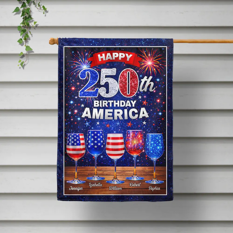 Gift For Couples,Gift For Husband,Gift For Wife,Gift For Boyfriend,Gift For Girlfriend,Parents,Gift For Yourself,Gift For Women,Gift For Men,Gift For Mother,Gift For Father,Gift For Daughter,Gift For Son,Family,Independence Day,America 250th,Happy,Gift For Bestie,Gift For Sibling,Gift For Sisters - America 250th Birthday Celebration - Personalized Flag