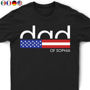 Gift For Father,Independence Day,Happy - America Dad Of Kid Custom Name - Personalized T Shirt