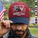 Happy,Independence Day,Gift For Men,Gift For Yourself,America 250th,Gift For Father,Gift For Grandpa,Veteran,Proud - America Land Of The Free Because Of The Brave Dad - Personalized Two Tone Cap