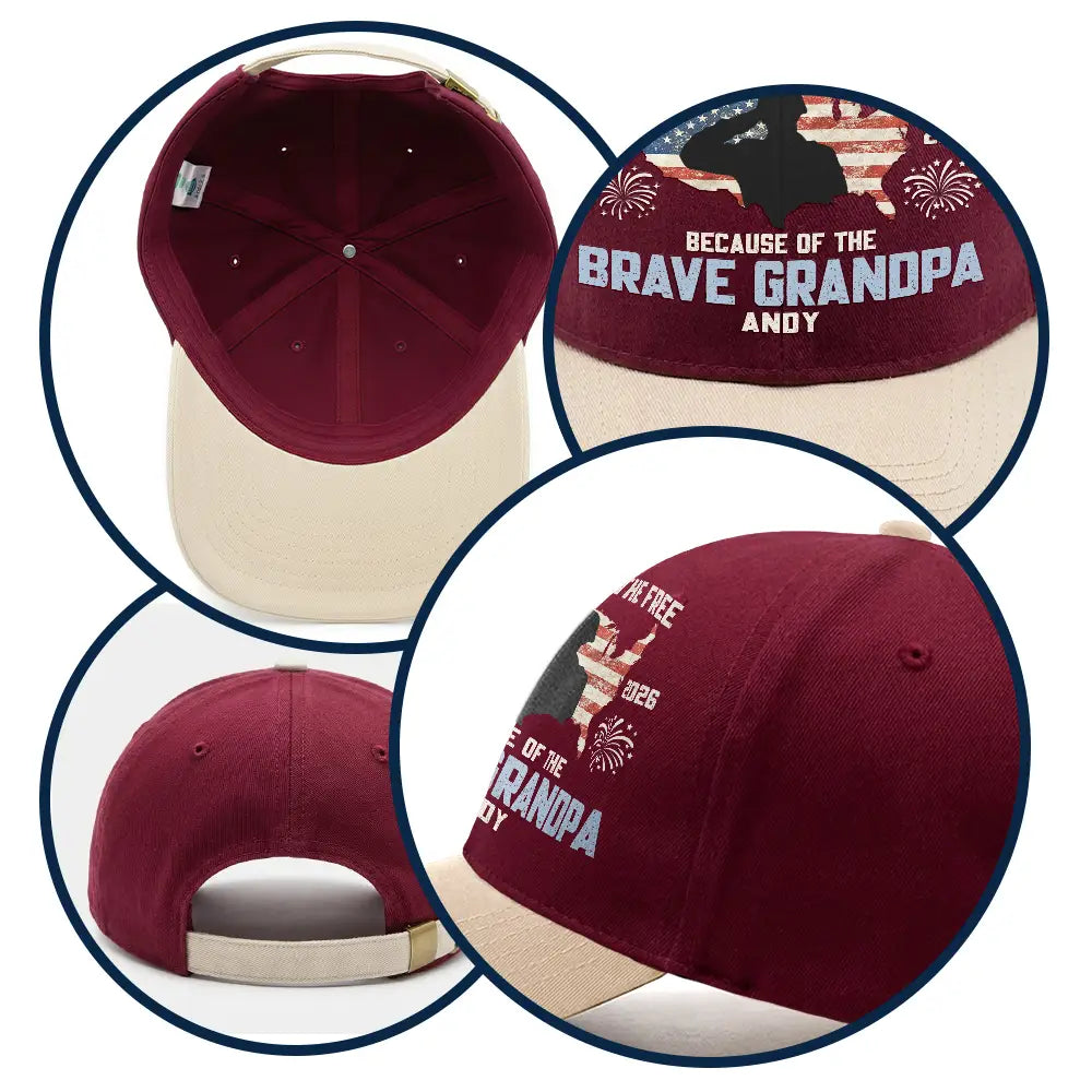 Happy,Independence Day,Gift For Men,Gift For Yourself,America 250th,Gift For Father,Gift For Grandpa,Veteran,Proud - America Land Of The Free Because Of The Brave Dad - Personalized Two Tone Cap