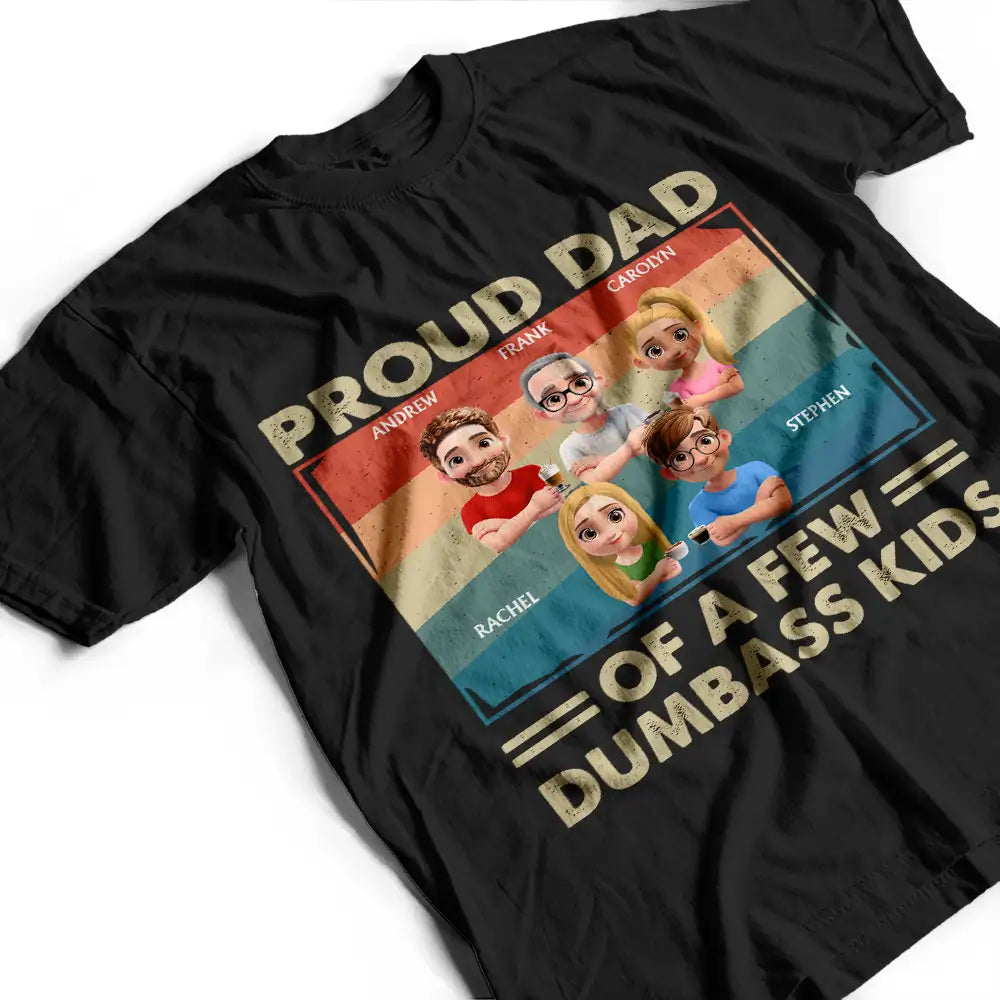 Gift For Father,Gift For Grandpa,Independence Day,Funny - America Proud Dad Retro Brush Stroke - Personalized T Shirt