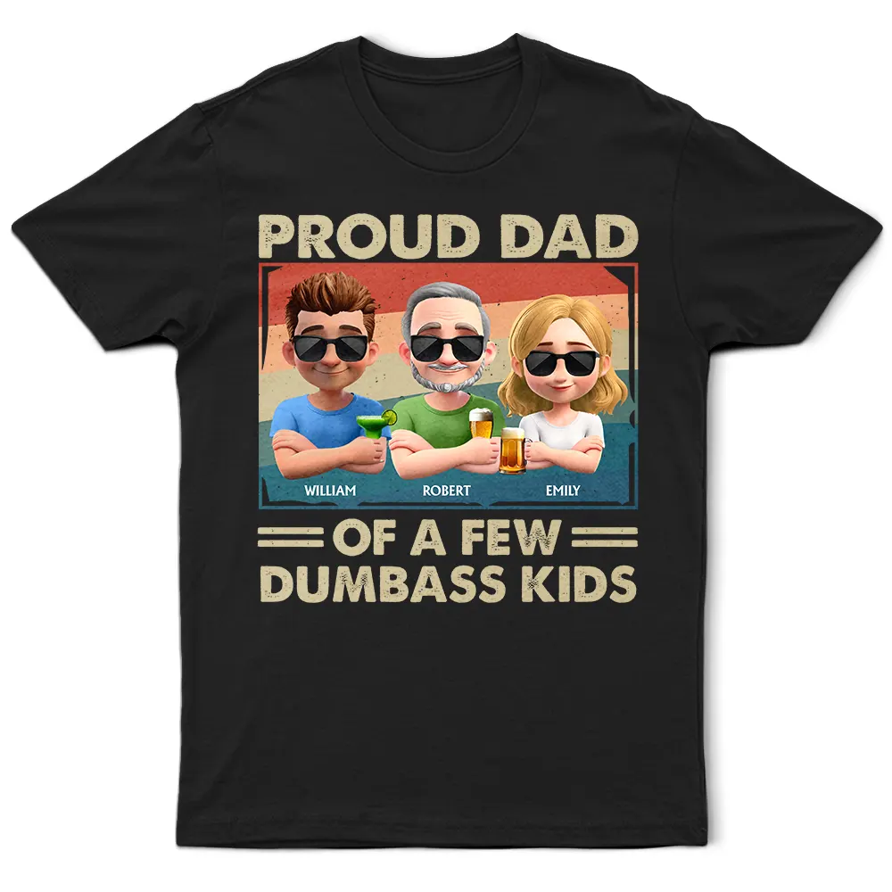 America Proud Dad Retro Brush Stroke - Personalized T Shirt
