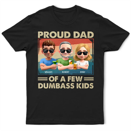 America Proud Dad Retro Brush Stroke - Personalized T Shirt