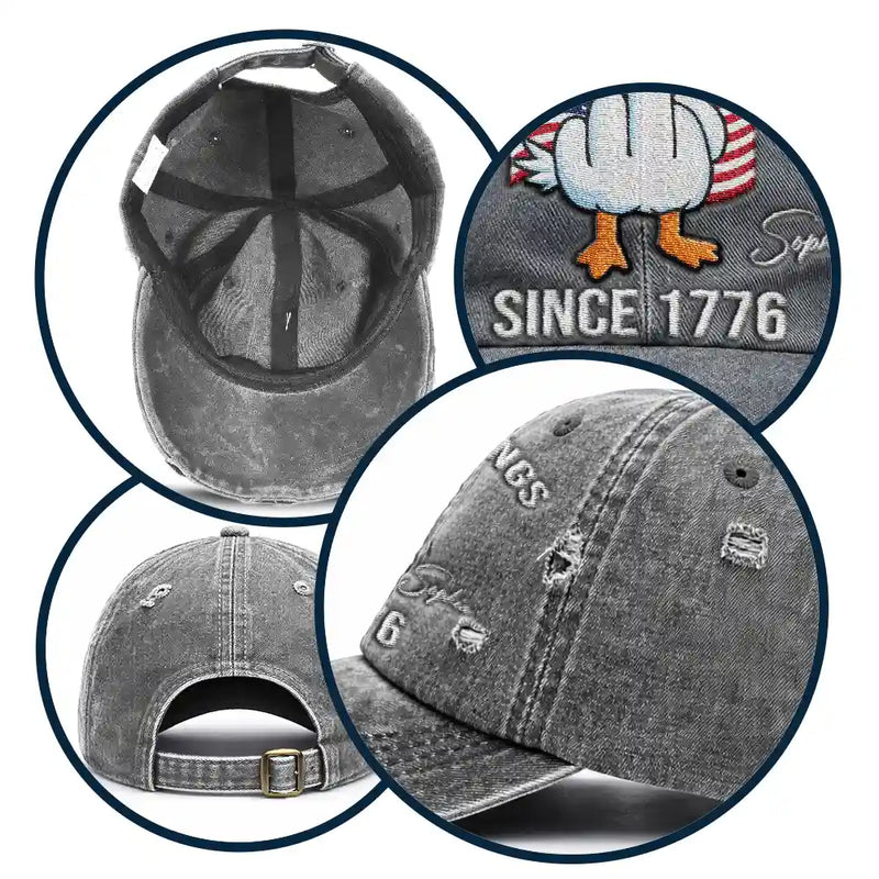 Gift For Men, Funny, Independence Day, America 250th - America Rejecting Kings Since 1776 Give Them The Bird - Personalized Embroidered Distressed Cap