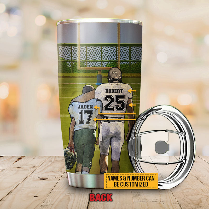 American Football Dad And Son Behind Every Football Player, Dad And Son Gift, Custom Tumbler