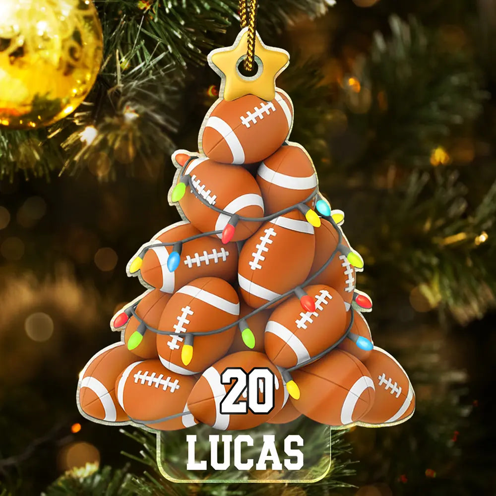 American Football Christmas Tree - Personalized Custom Shaped Acrylic Ornament