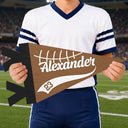 Football,Confident,Back To School,Gift For Kids,Custom Text - American Football Player With Name & Number - Personalized Pennant