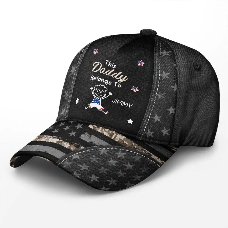 Gift For Grandpa,Gift For Father,Funny,Independence Day,Icon - American Stars And Stripes This Papa Dad Belongs To - Personalized Classic Cap