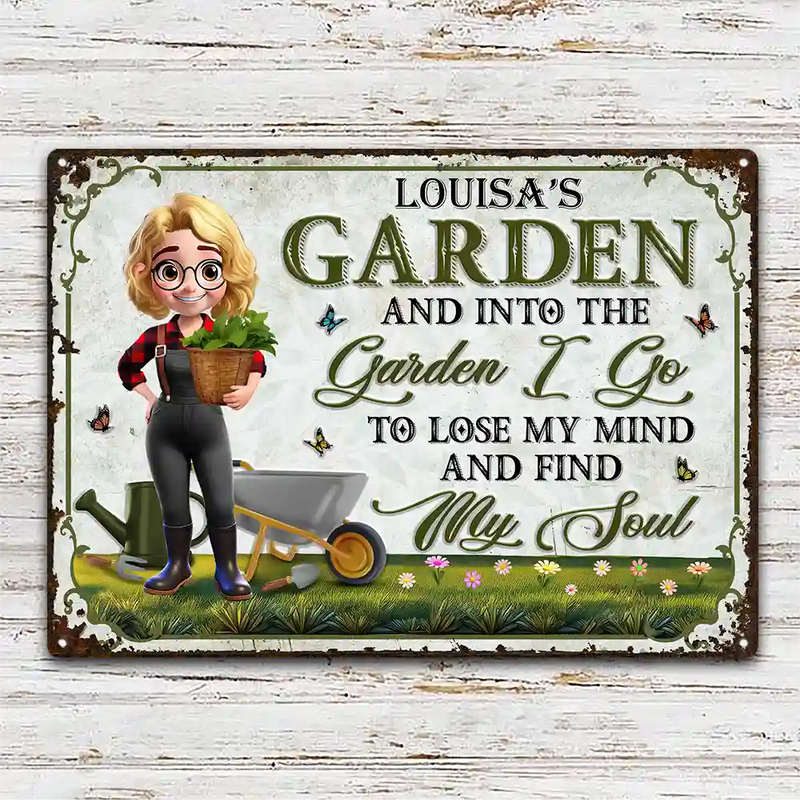 Gardening,Gift For Women - And Into The Garden I Go Gardening Woman - Personalized Classic Metal Signs