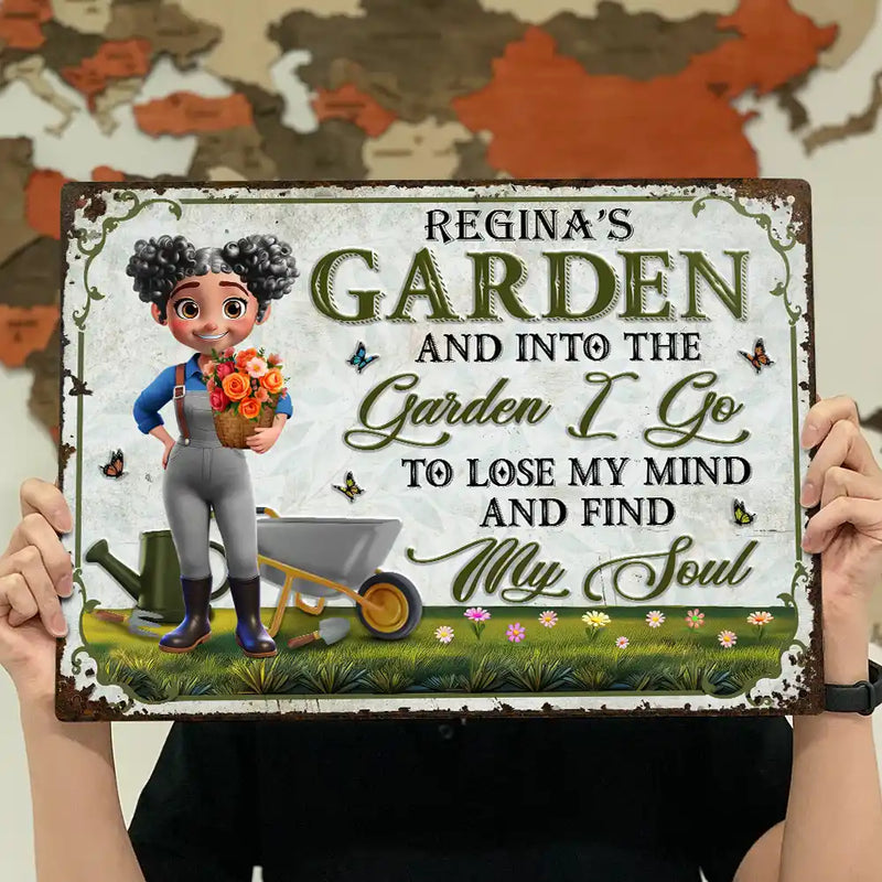 Gardening,Gift For Women - And Into The Garden I Go Gardening Woman - Personalized Classic Metal Signs