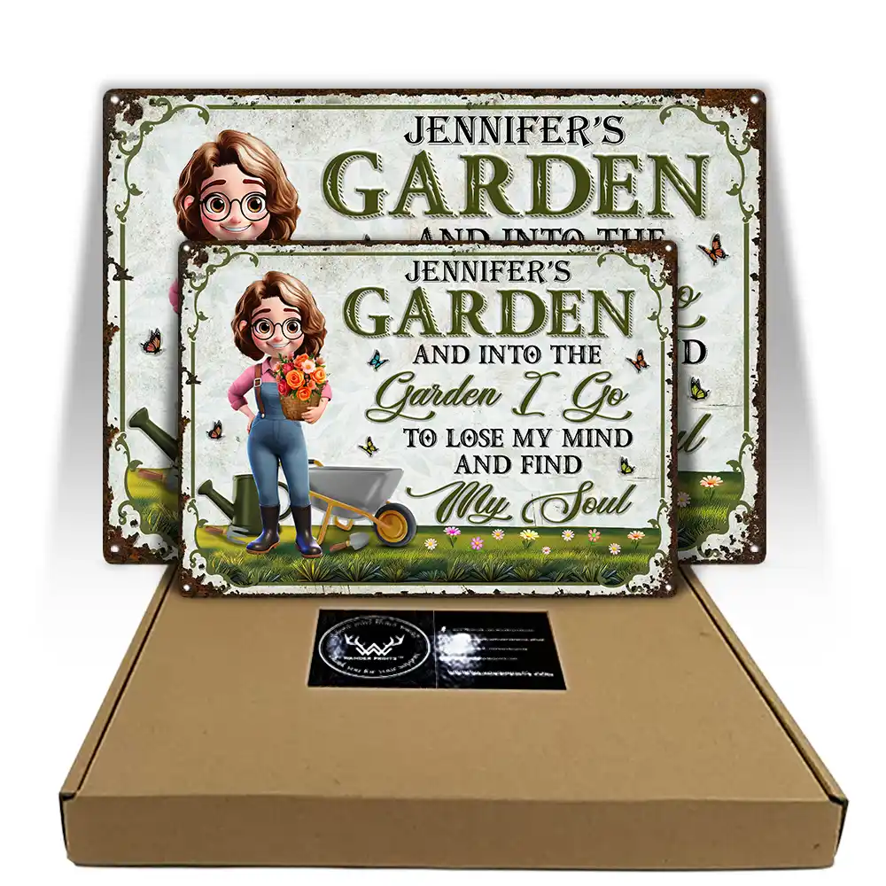 Gardening,Gift For Women - And Into The Garden I Go Gardening Woman - Personalized Classic Metal Signs