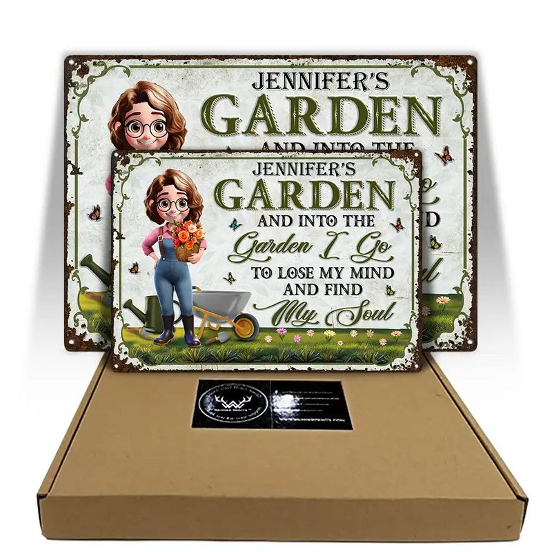 Gardening,Gift For Women - And Into The Garden I Go Gardening Woman - Personalized Classic Metal Signs