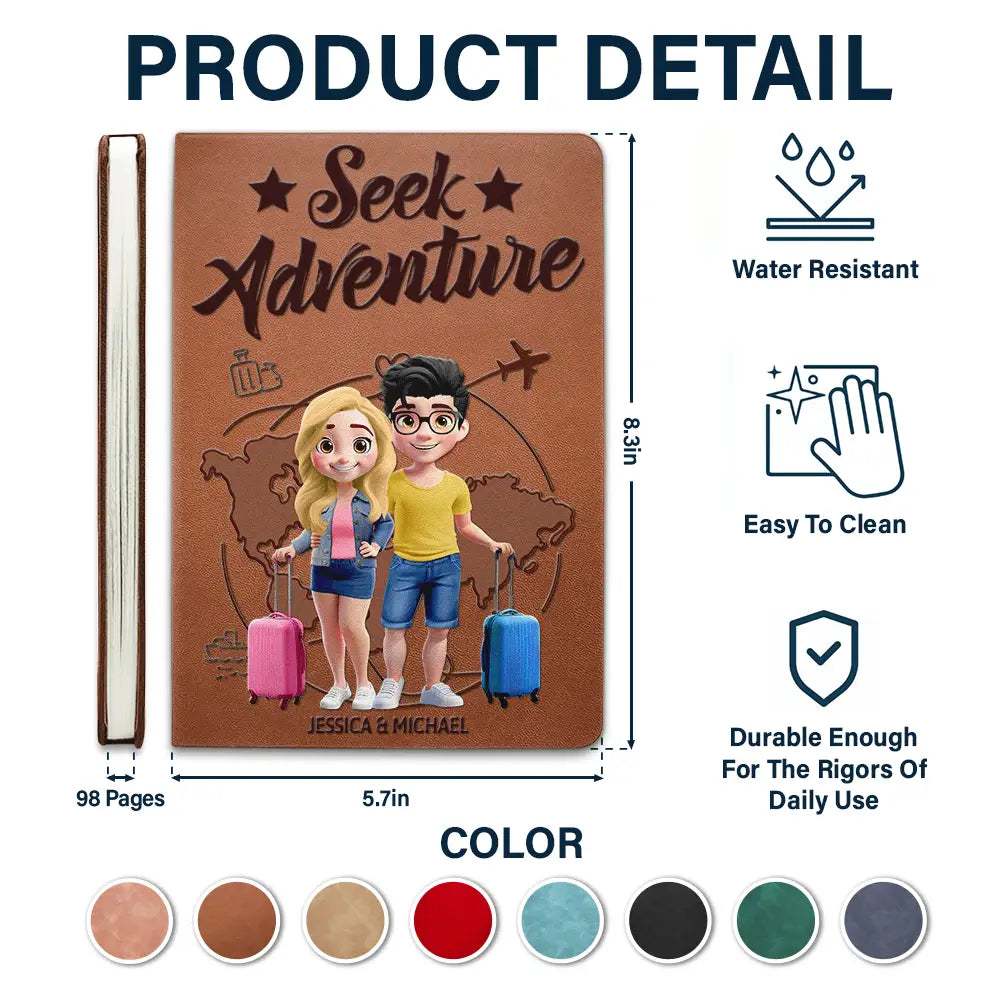 Gift For Couples,Gift For Husband,Gift For Wife,Gift For Boyfriend,Gift For Girlfriend,Funny,Travel - And So Adventure Begins Travel - Personalized Leather Journal