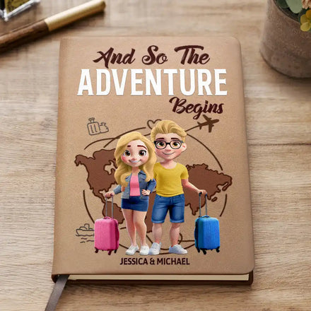 And So Adventure Begins Travel - Personalized Leather Journal