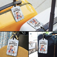 Happy,Travel - And So Adventure Begins Travel - Personalized Luggage Tag