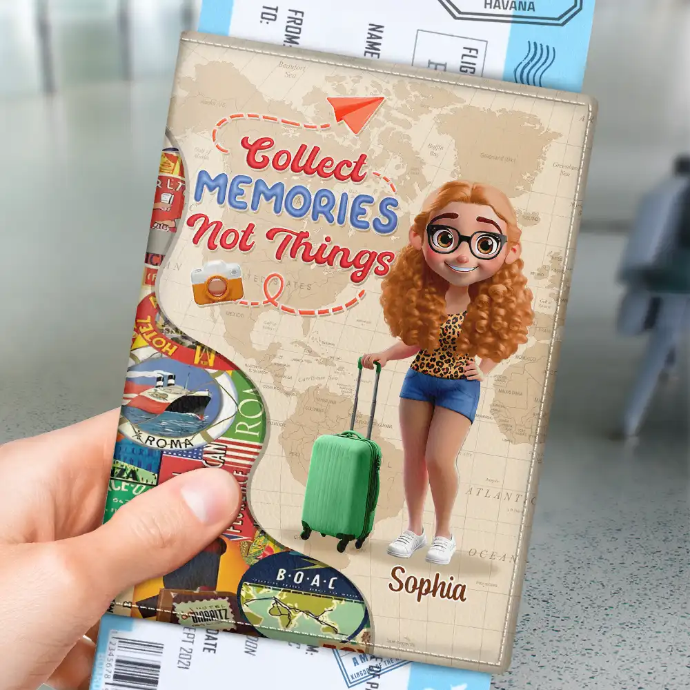 Travel,Gift For Yourself,Gift For Women,Gift For Men,Happy - And So The Adventure Begins 3D Effect - Personalized Passport Cover, Passport Holder