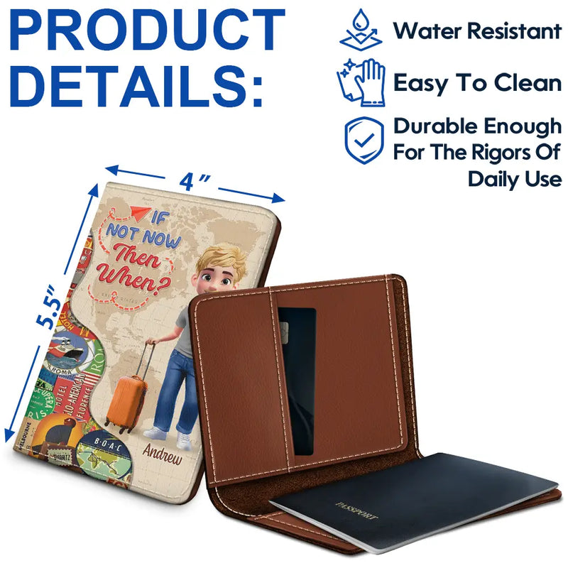 Travel,Gift For Yourself,Gift For Women,Gift For Men,Happy - And So The Adventure Begins 3D Effect - Personalized Passport Cover, Passport Holder