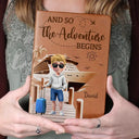 Gift For Yourself,Gift For Women,Gift For Men,Travel,Happy - And So The Adventure Begins Travel Woman Man - Personalized Leather Journal