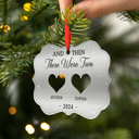 Parents,Pet Couple,Family,Happy,Christmas - And Then There Were Four Couple With Kids Pets - Personalized Metal Ornament