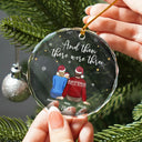 Christmas,Family,Dog Lovers,Cat Lovers,Pet Lovers,Parents,Happy - And Then There Were Four New Baby Dog Cat - Personalized Circle Glass Ornament