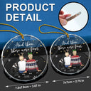 Christmas,Family,Dog Lovers,Cat Lovers,Pet Lovers,Parents,Happy - And Then There Were Four New Baby Dog Cat - Personalized Circle Glass Ornament