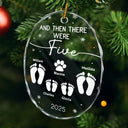 Christmas,Family,Dog Lovers,Cat Lovers,Pet Lovers,Parents,Happy - And Then There Were Four New Baby Dog Cat - Personalized Oval Glass Ornament