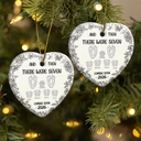 Christmas,New baby,Family,Happy - And Then There Were Toile Footprints Family - Personalized Heart Ceramic Ornament