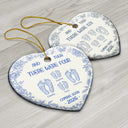 Christmas,New baby,Family,Happy - And Then There Were Toile Footprints Family - Personalized Heart Ceramic Ornament