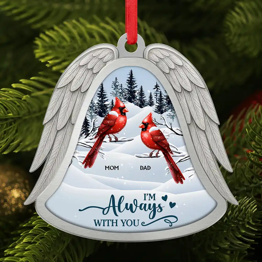 Angel Wings Forever In Loving Memory - Personalized Metal Ornament