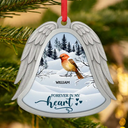 Christmas,Parents,Memorial,Sad - Angel Wings Forever In Loving Memory - Personalized Metal Ornament