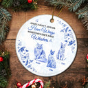 Cat Lovers,Cat Mom,Cat Dad,Cat Couple,Gift For Women,Gift For Men,Memorial,Sad,Christmas - Angels Have Whiskers Chinoiserie Toile Cat - Personalized Circle Ceramic Ornament