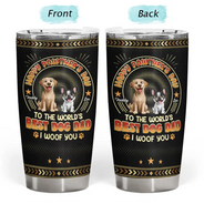 Dog Dad,Cat Dad,Pet Dad,Top Market,Non-Eng,Vector,Adorable - Animate Dog Cat Happy Pawther's Day - Personalized Tumbler