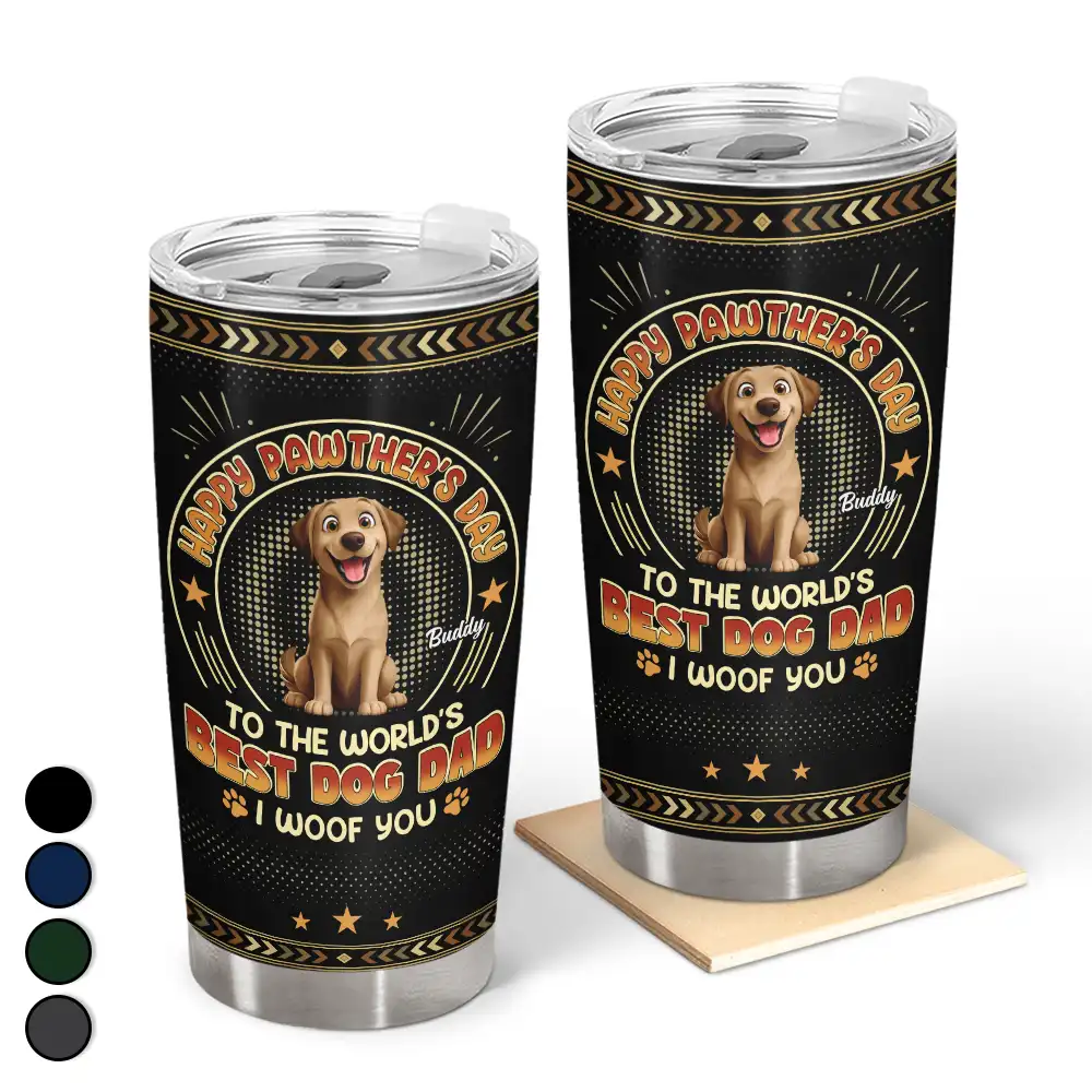 Animate Dog Cat Happy Pawther's Day - Personalized Tumbler
