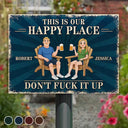 Humorous,Gift For Couples,Vector - Animate Couple This Is Our Happy Place - Personalized Classic Metal Signs