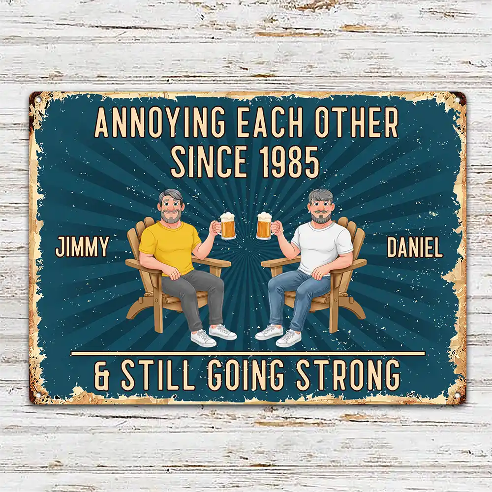 Animate Couple Annoying Each Other - Personalized Classic Metal Signs