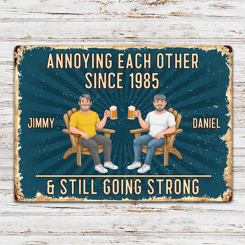 Animate Couple Annoying Each Other - Personalized Classic Metal Signs