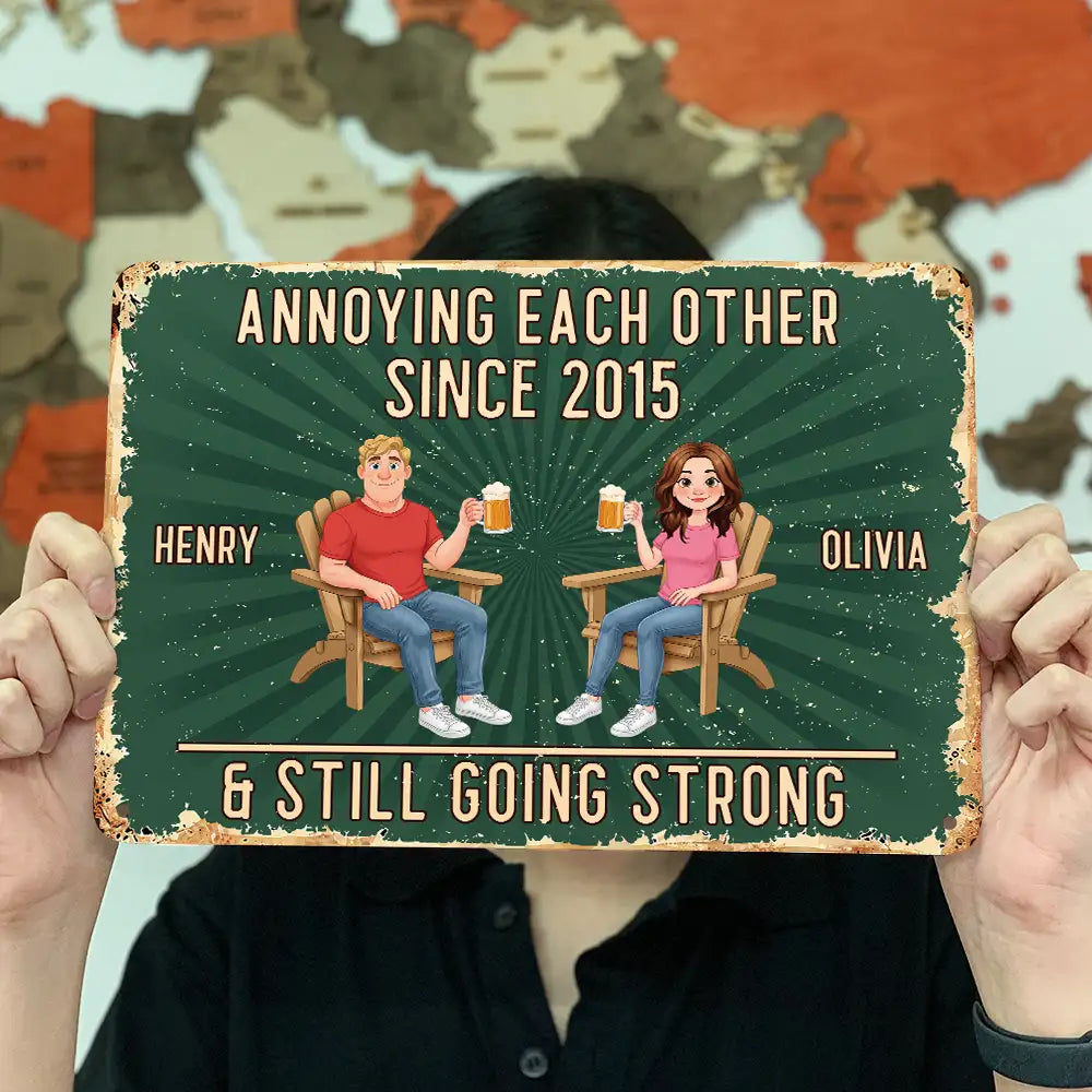 Animate Couple Annoying Each Other - Personalized Classic Metal Signs