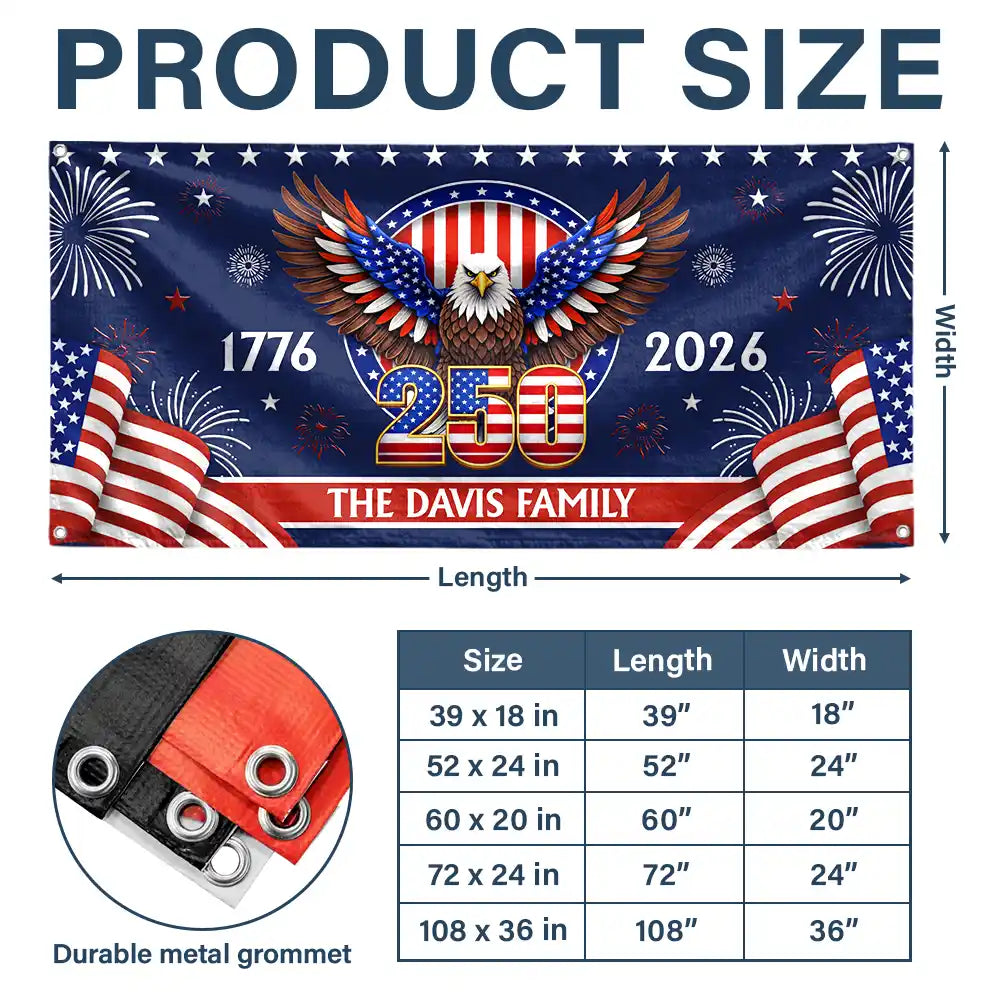 Family,Parents,Happy,America 250th - Anniversary America 250th - Personalized Horizontal Banner