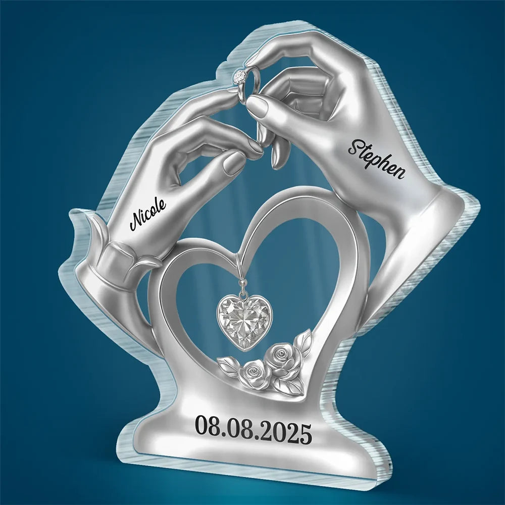 Gift For Couples,Gift For Husband,Gift For Wife,Gift For Boyfriend,Gift For Girlfriend,Happy - Anniversary Wedding Gifts For Couples - 3D Inflated Effect Printed, Personalized Custom Shaped Acrylic Plaque