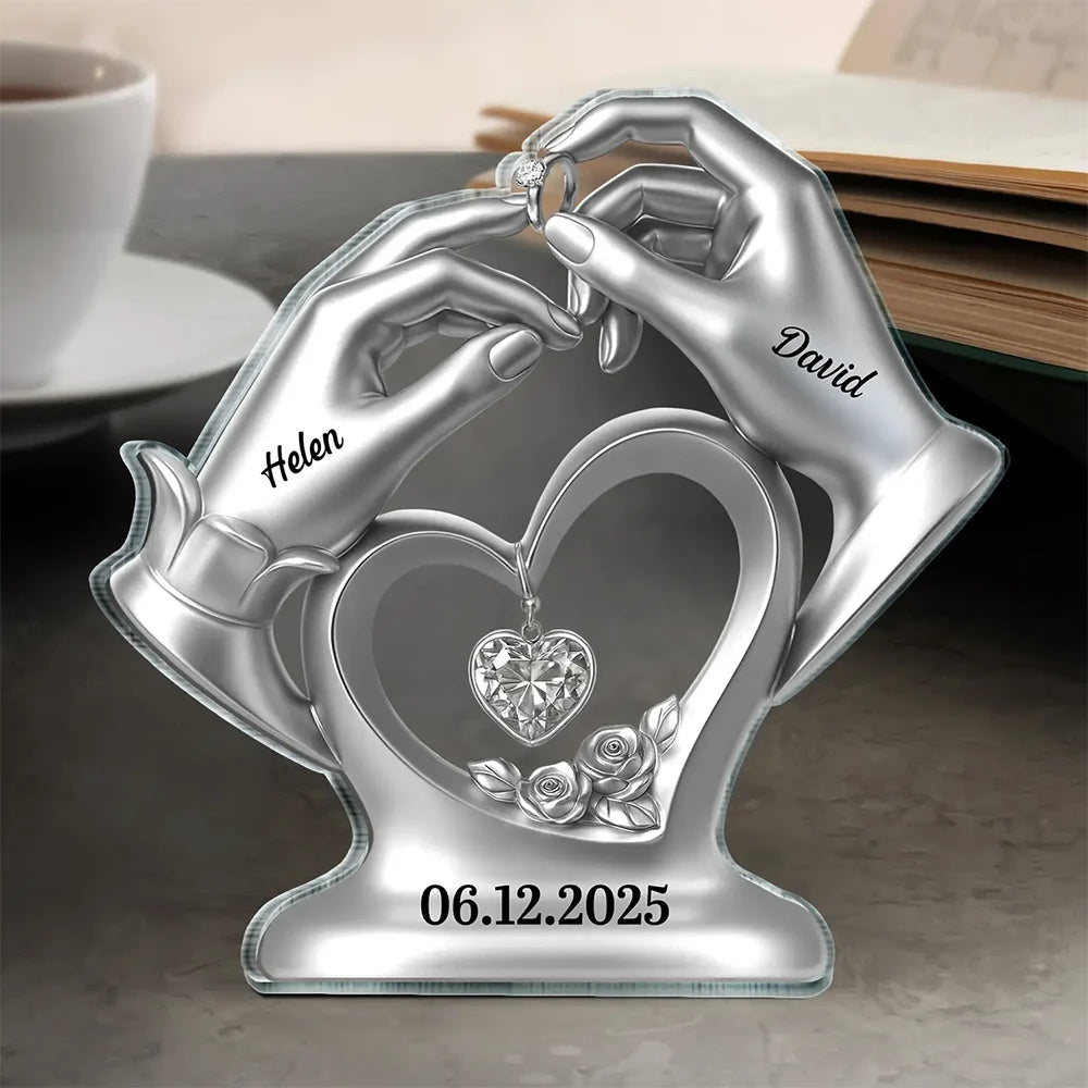 Gift For Couples,Gift For Husband,Gift For Wife,Gift For Boyfriend,Gift For Girlfriend,Happy - Anniversary Wedding Gifts For Couples - 3D Inflated Effect Printed, Personalized Custom Shaped Acrylic Plaque