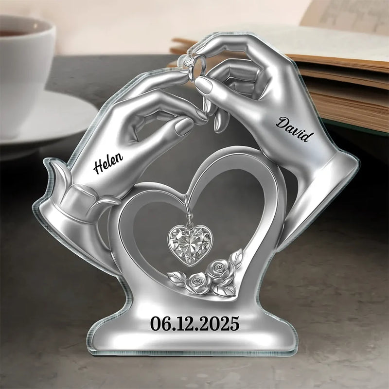 Gift For Couples,Gift For Husband,Gift For Wife,Gift For Boyfriend,Gift For Girlfriend,Happy - Anniversary Wedding Gifts For Couples - 3D Inflated Effect Printed, Personalized Custom Shaped Acrylic Plaque