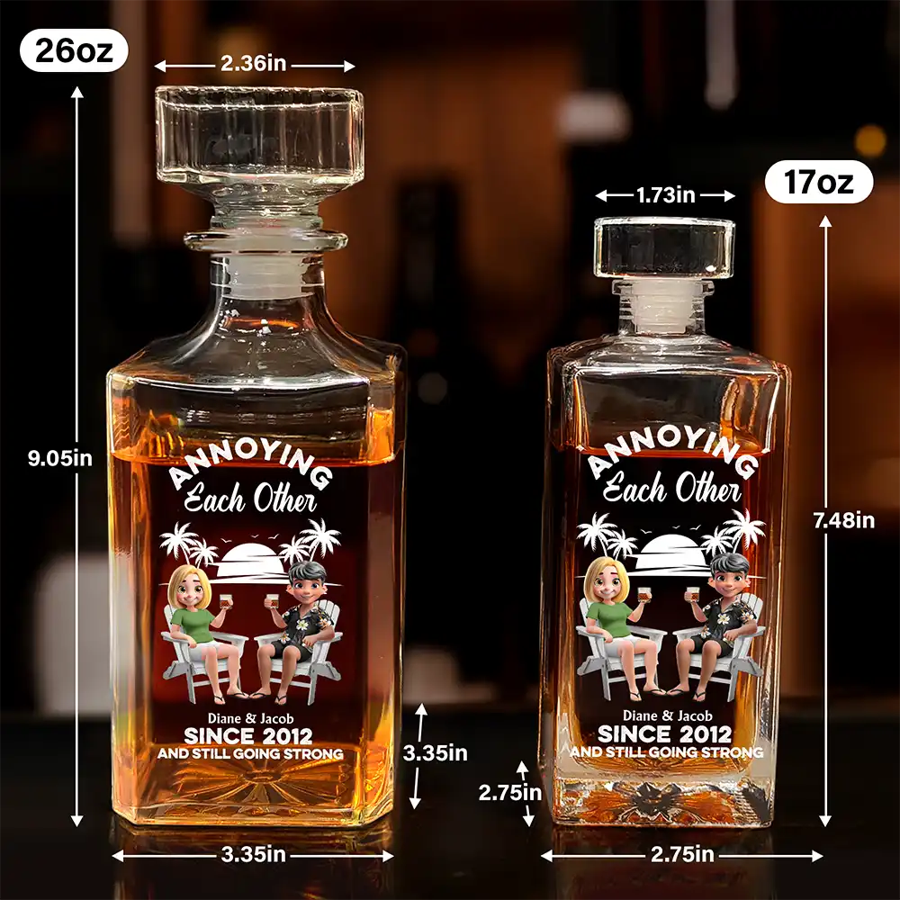 Gift For Couples, Gift For Husband, Gift For Wife, Gift For Boyfriend, Gift For Girlfriend, Funny - Annoying Each Other - Personalized Square Whiskey Bottle