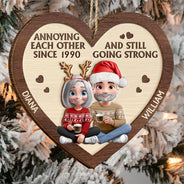 Love,Christmas,Gift For Wife,Gift For Husband,Gift For Couples,Gift For Boyfriend,Gift For Girlfriend,Old Couples  -Annoying Each Other 3D Effect Couple - Personalized 2-Layered Wooden Ornament