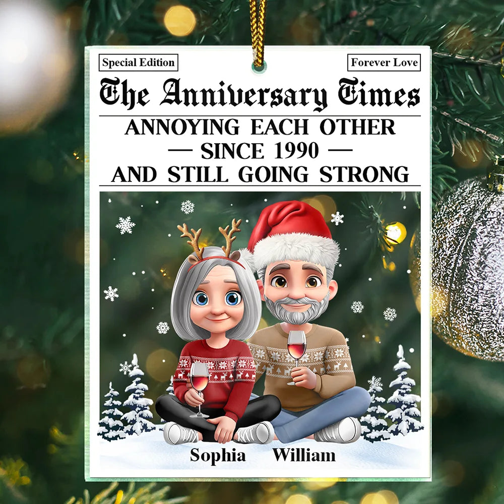 Annoying Each Other 3D Effect Couple - Personalized Custom Shaped Acrylic Ornament