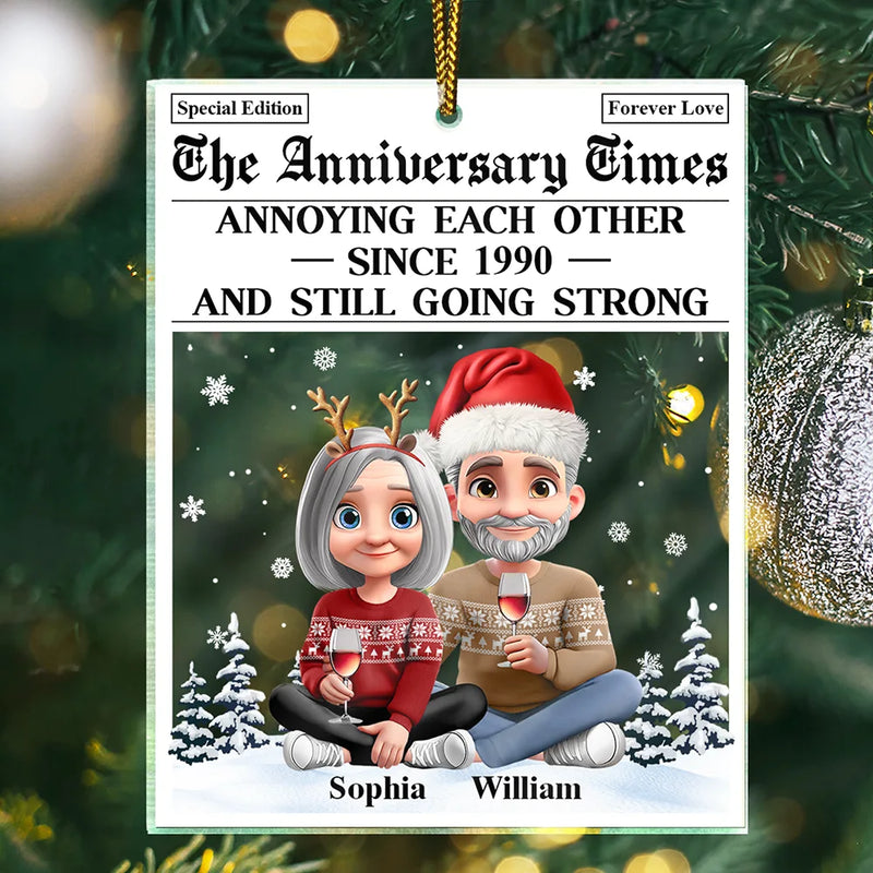 Funny,Gift For Couples,Old Couples,Gift For Husband,Gift For Wife - Annoying Each Other 3D Effect Couple - Personalized Custom Shaped Acrylic Ornament
