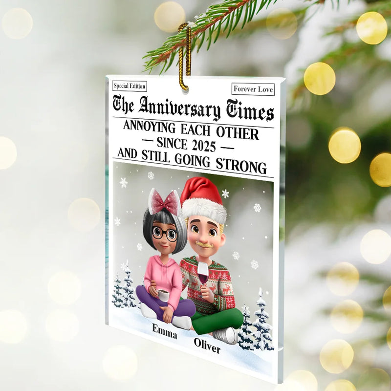 Funny,Gift For Couples,Old Couples,Gift For Husband,Gift For Wife - Annoying Each Other 3D Effect Couple - Personalized Custom Shaped Acrylic Ornament