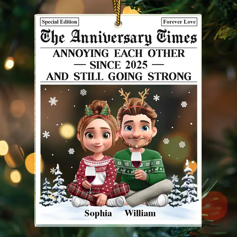 Funny,Gift For Couples,Old Couples,Gift For Husband,Gift For Wife - Annoying Each Other 3D Effect Couple - Personalized Custom Shaped Acrylic Ornament