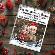 Funny,Gift For Couples,Old Couples,Gift For Husband,Gift For Wife - Annoying Each Other 3D Effect Couple - Personalized Custom Shaped Acrylic Ornament