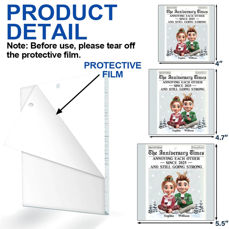 Funny,Gift For Couples,Old Couples,Gift For Husband,Gift For Wife - Annoying Each Other 3D Effect Couple - Personalized Custom Shaped Acrylic Ornament