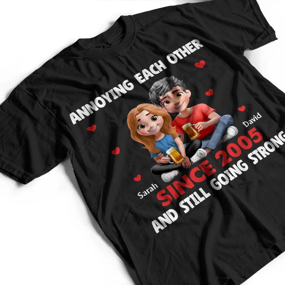 Gift For Couples,Love,Gift For Husband,Gift For Wife,Gift For Boyfriend,Gift For Girlfriend - Annoying Each Other 3D Effect Couple - Personalized T Shirt
